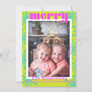 Maximal Merry Colourful Snowflake Modern Photo Holiday Card