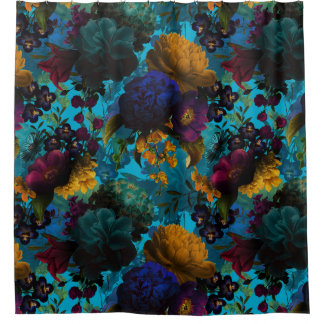 Maximalism Mystic Bold Moody Florals Shower Curtain