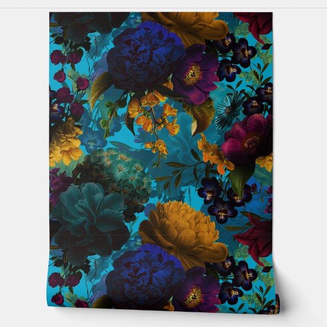 Maximalism Mystic Bold Moody Florals Wallpaper (Unrolling)