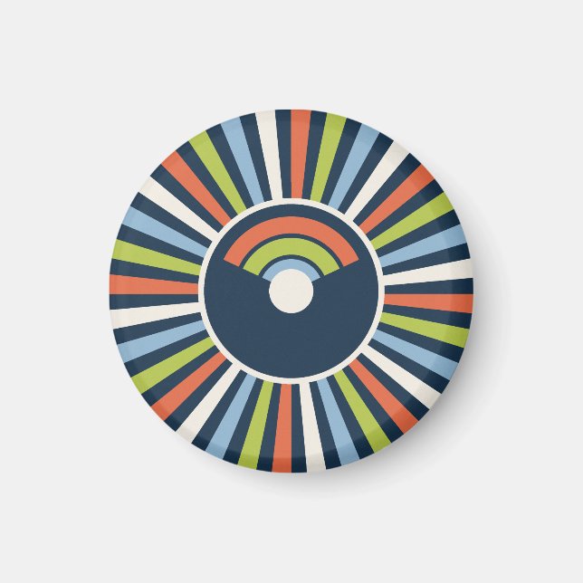 Maximalist 80s sunbursts in persimmon magnet (Front)