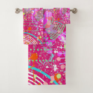 Maximalist Abstract Art: the Candy Store Bath Towel Set