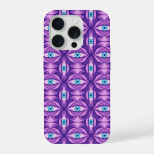 Maximalist Abstract Botanical Eye Pattern Purple iPhone 15 Pro Case