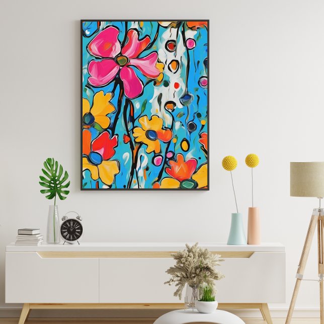 Maximalist Abstract Colourful Floral Painting  Poster (Creator Uploaded)