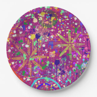 Maximalist Abstract in Bold Color Paper Plate