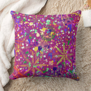 Maximalist Abstract in Bold Colour Cushion