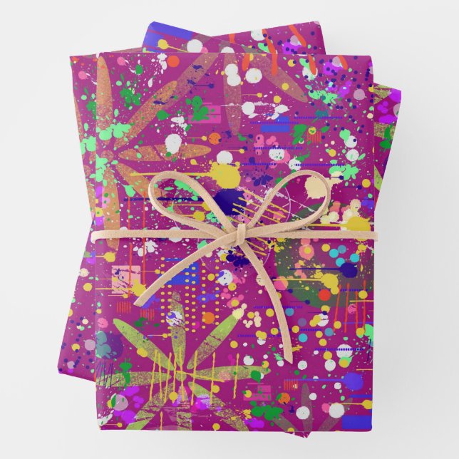 Maximalist Abstract in Bold Colour Wrapping Paper Sheet (In situ)