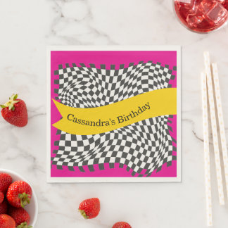 Maximalist Birthday Chequered Colourful  Napkin
