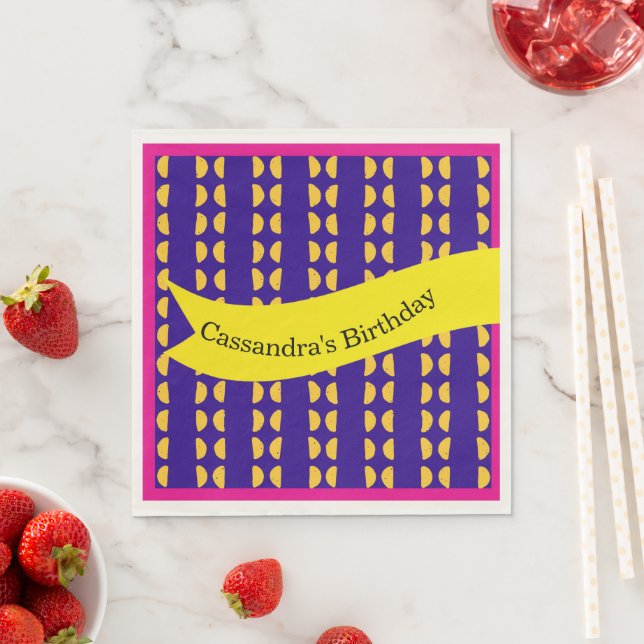 Maximalist Birthday Repeating Pattern Colourful  Napkin (Insitu)