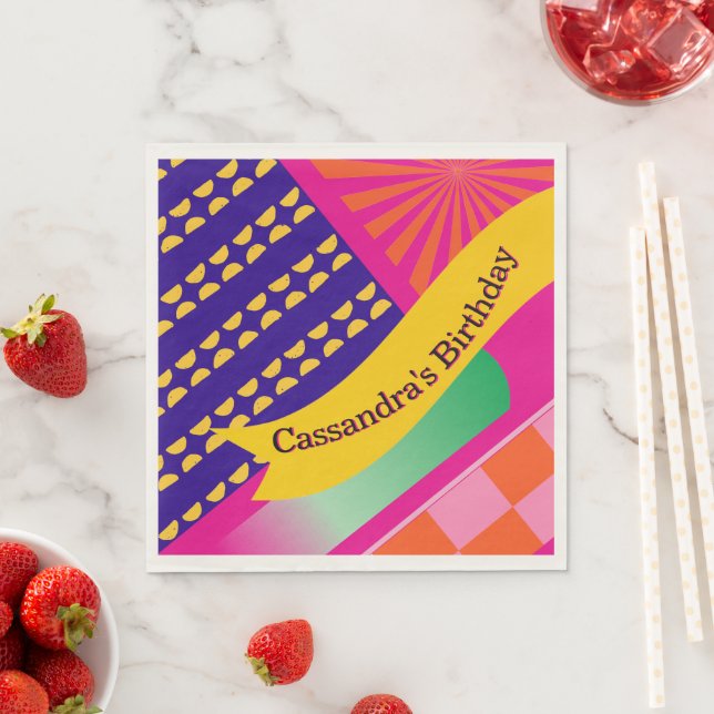 Maximalist Birthday Repeating Patterns Colourful  Napkin (Insitu)