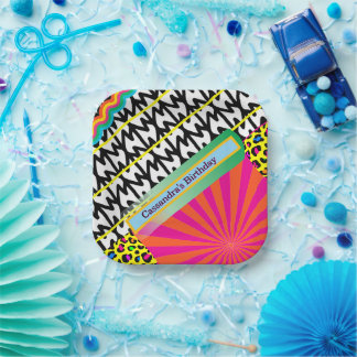 Maximalist Birthday Repeating Patterns Colourful  Paper Plate