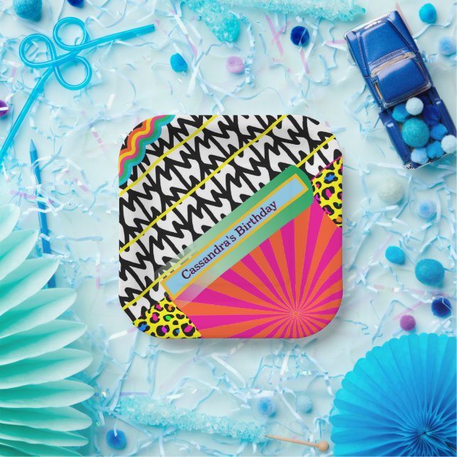 Maximalist Birthday Repeating Patterns Colourful  Paper Plate (Party)