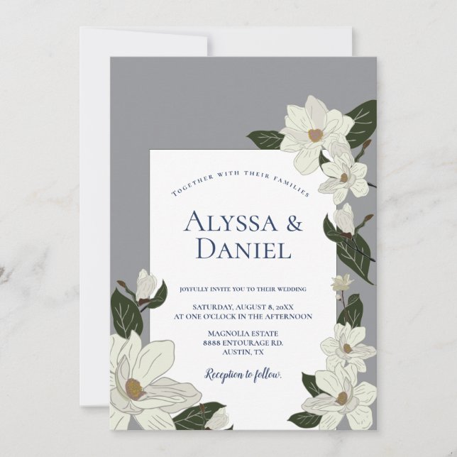 Maximalist Blooms Bold Magnolia Wedding Invitation (Front)