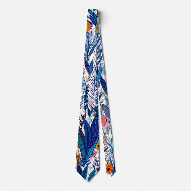 Maximalist Blue Floral Tie (Front)