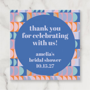Maximalist Blue Purple Custom Bridal Shower Thank Favour Tags