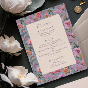 Maximalist Botanical Embroidery Wedding Menu