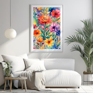 Maximalist Colourful Flowers Art Print