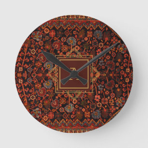 Maximalist Decor Monogrammed Vintage Rug Pattern Round Clock