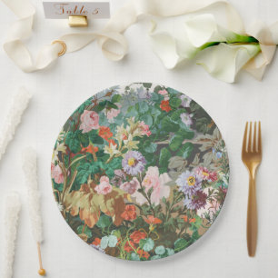 Maximalist Dream Vintage Dark Floral  Paper Plate