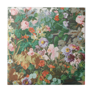 Maximalist Dream Vintage Dark Floral  Tile