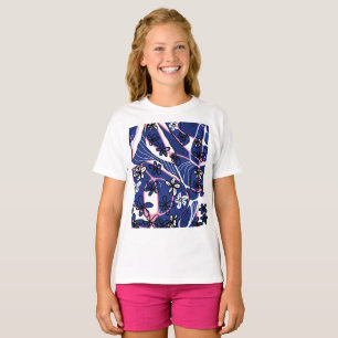 Maximalist Floral Neuro Art - Blue Pink White  T-Shirt