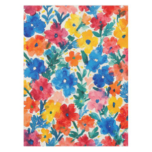 Maximalist Floral Watercolor Pattern Tablecloth