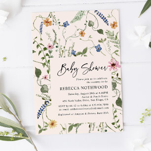 Maximalist Garden Dusky Pink Boho Baby Shower Invitation