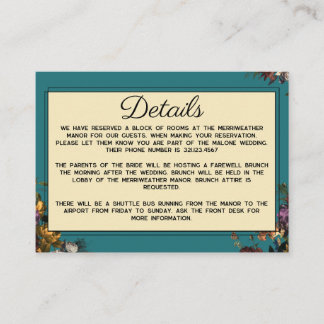 Maximalist Jewel Toned Wedding Detail Card