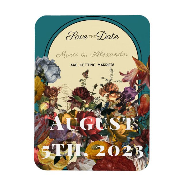 Maximalist Jewel Toned Wedding Save the Date Magnet (Vertical)