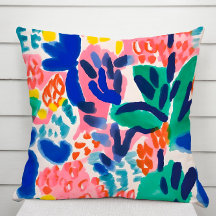 Maximalist Modern Abstract Watercolor Throw Pillow