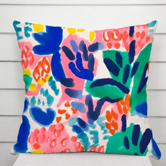 Maximalist Modern Abstract Watercolor Throw Pillow