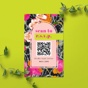 Maximalist Modern Marble Floral Wedding Enclosure Card