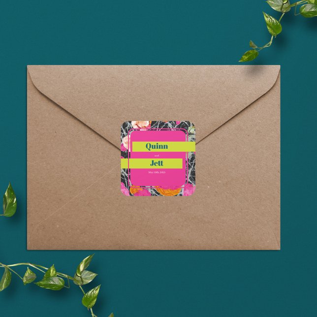 Maximalist Modern Marbled Floral Square Sticker (Creator Uploaded)