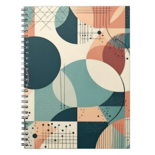 Maximalist Navy Coral Layered Abstract Shapes Notebook