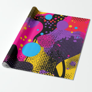 Maximalist Neon Brushstroke Abstract Wrapping Paper