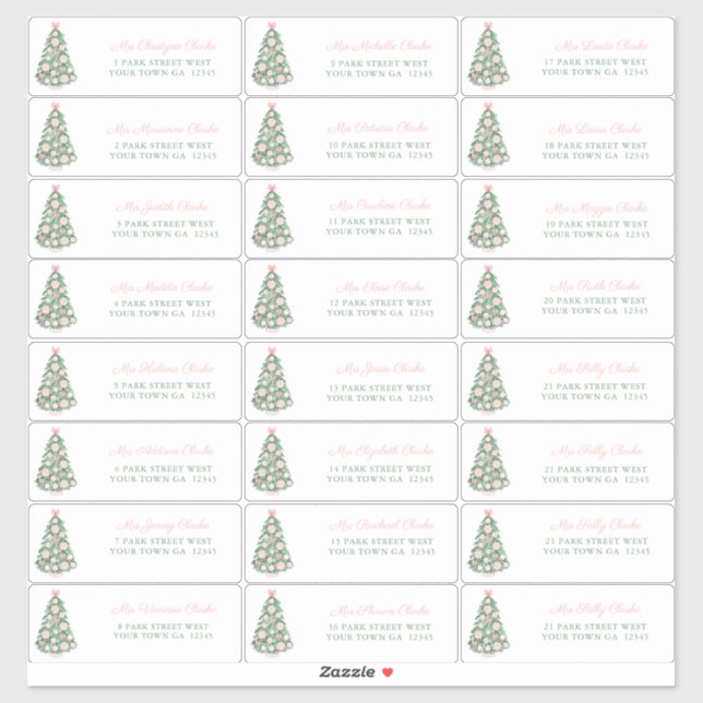 Maximalist Pink Baubles Holidays Cards Address (Sheet)