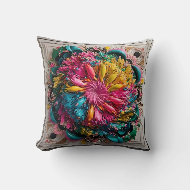 Maximalist Printable Eclectic Abstract Colourful  Cushion (Front)