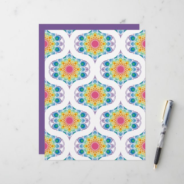 Maximalist Rainbow Floral Fountain 70s Ogee (Front/Back In Situ)