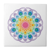 Maximalist Rainbow Floral Fountain Dot Mandala