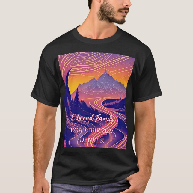 Maximalist Road Mountain Trip Art Work T-Shirt (Front)
