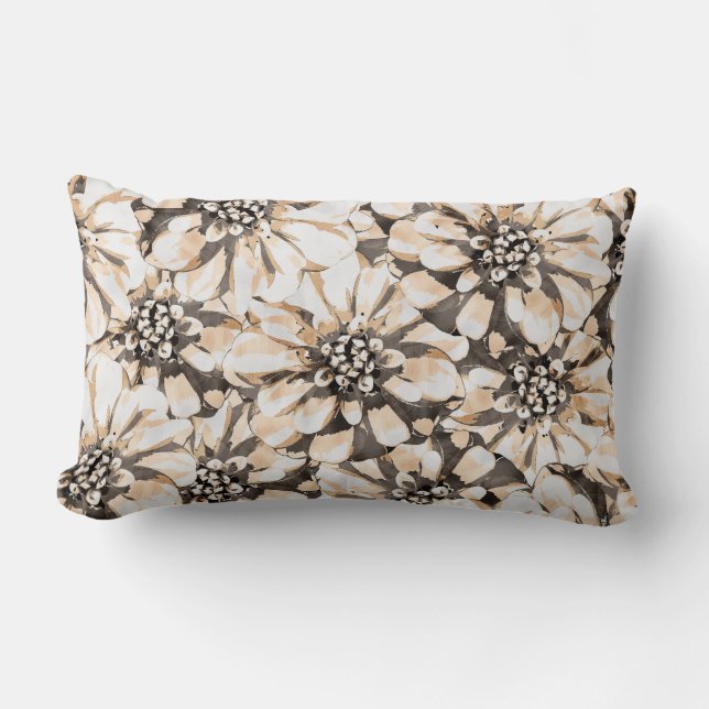 Maximalist Sepia Flowers  Lumbar Cushion (Front)