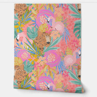 Maximalist Tropical Hot Pink Cheetah Flamingo