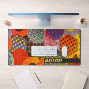 Maximalist Vibrant Textured Geometric Custom Desk Mat