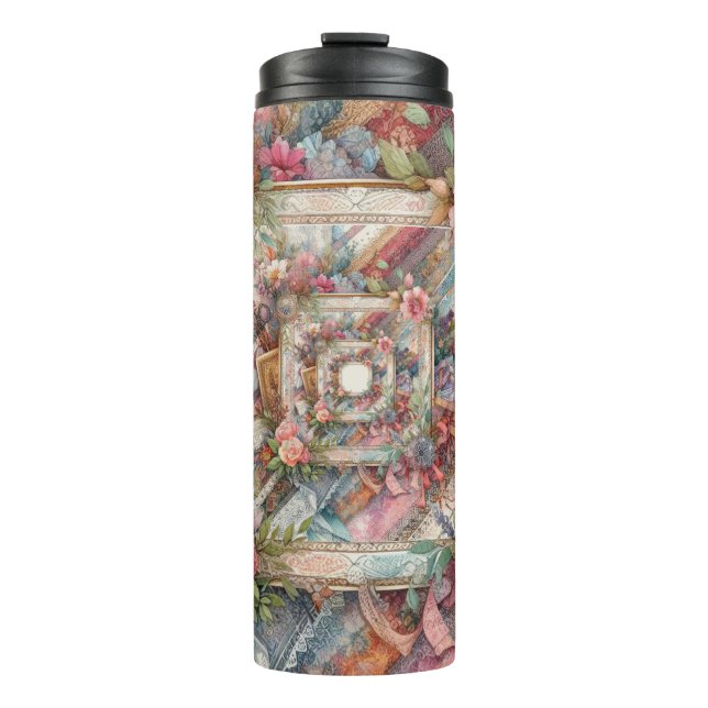 Maximalist Vintage Decoupage Thermal Tumbler (Front)
