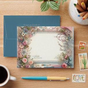Maximalist Vintage Shabby Floral Event Envelope