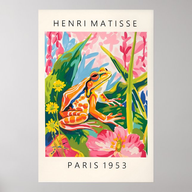 Maximalist wall art, Frog poster, Pink tropical Poster (Front)