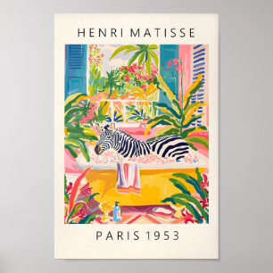 Maximalist Wall Art, Zebra In Bathtub Funny Poster