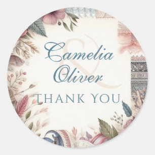 Maximalist Wedding Favour Gift Vintage Floral Classic Round Sticker