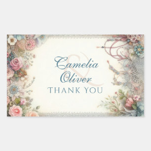 Maximalist Wedding Favour Gift Vintage Floral Rectangular Sticker
