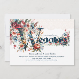 Maximalist Wedding Invitations Floral Lace Theme