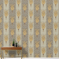 Maximalist Wheat and Leaves Pattern - Greige Beige